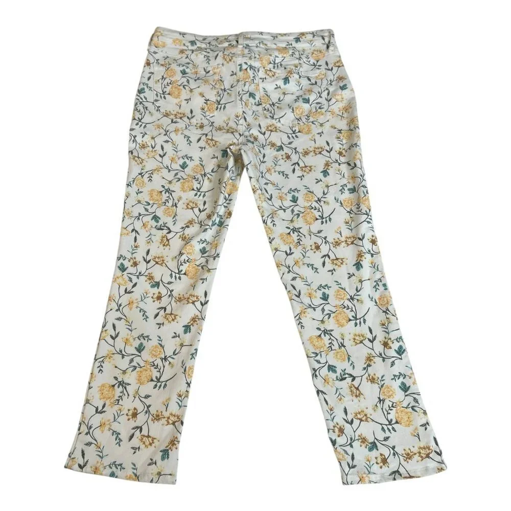 NYDJ Jeans Women's Size 10 Floral Sheri Slim Lift x Tuck Ankle Straight Beach - Picture 3 of 13